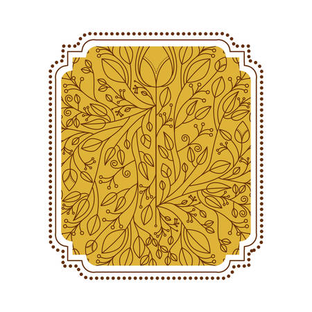 leaves ornament inside frame icon. Banner sticker badge and decorative theme. Isolated design. Vector illustrationのイラスト素材
