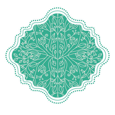 leaves ornament inside frame icon. Banner sticker badge and decorative theme. Isolated design. Vector illustrationのイラスト素材