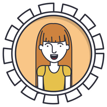 Woman cartoon inside circle icon. Female avatar person human and people theme. Isolated design. Vector illustrationのイラスト素材
