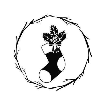 Boot icon. Christmas season decoration and celebration theme. Isolated and silhouette design. Vector illustrationのイラスト素材