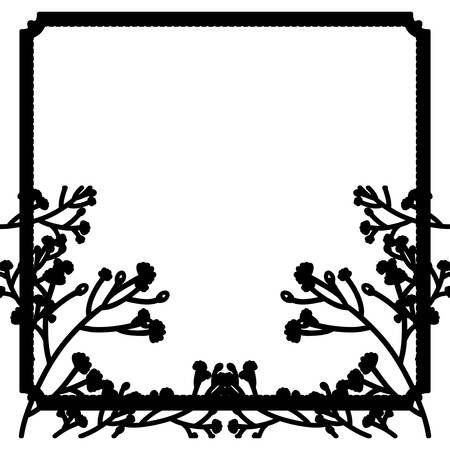 Flowers frame icon. Decoration rustic garden floral nature plant and spring theme. Isolated and silhouette design. Vector illustrationのイラスト素材