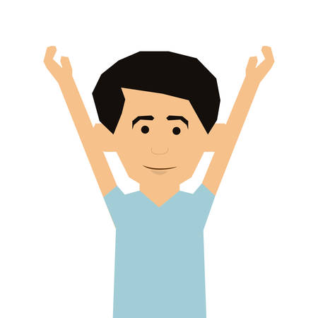 man with arms up cartoon icon image vector illustration designのイラスト素材