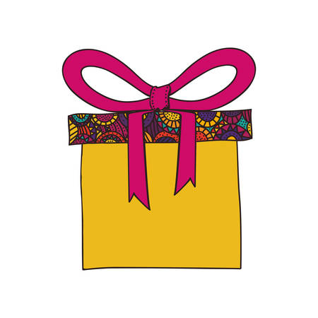 patterned gift box and bow icon image vector illustration designのイラスト素材