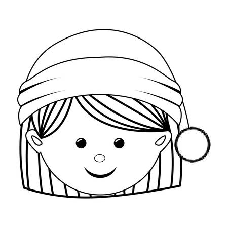 girl wearing hat merry christmas icon image vector illustration designのイラスト素材