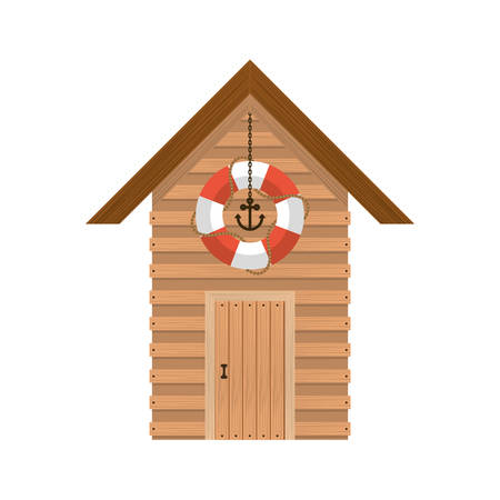 full color with lifeguard stand of wooden vector illustrationのイラスト素材
