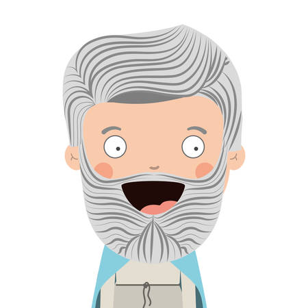 colorful king half body without a crown and gray beard vector illustrationのイラスト素材