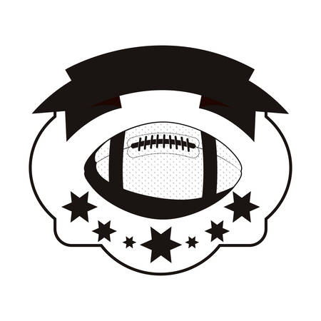 monochrome heraldic with football ball and ribbon and stars vector illustrationのイラスト素材