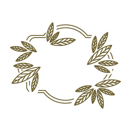frame leaves with branch contour vector illustrationのイラスト素材