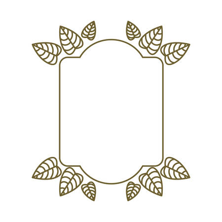 silhouette heraldic decorative frame with leaves vector illustrationのイラスト素材