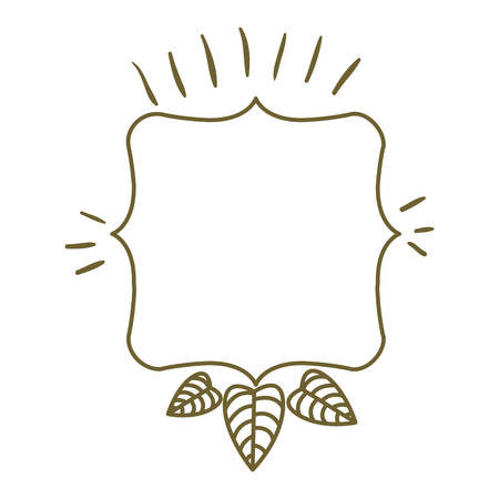 silhouette heraldic decorative frame with leaves vector illustrationのイラスト素材