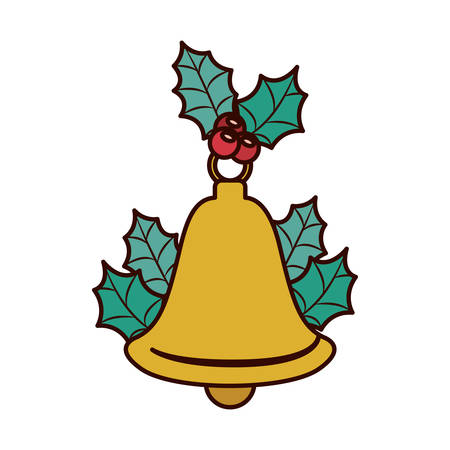 bell christmas with ornament leaves vector illustrationのイラスト素材