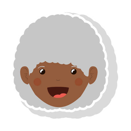 front face elderly brunette woman with curly hair vector illustrationのイラスト素材