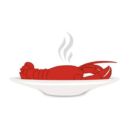 silhouette colorful dish with hot lobster vector illustrationのイラスト素材