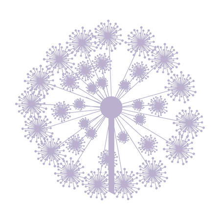 pastel purple silhouette dandelion with pistils vector illustrationのイラスト素材