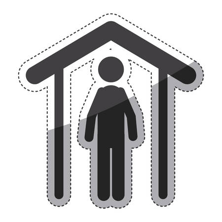 Pictogram and house icon. People person figure and human theme. Isolated design. Vector illustrationのイラスト素材