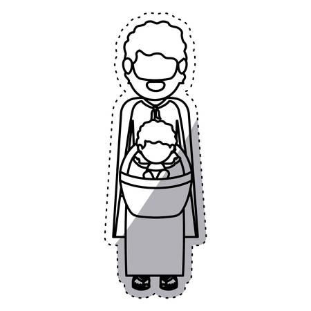 Joseph and baby jesus icon. Nativity merry christmas season and decoration theme. Isolated design. Vector illustrationのイラスト素材