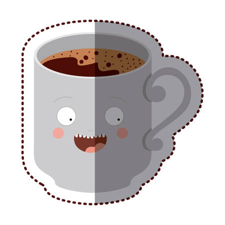 Coffee mug cartoon icon. Coffee time drink breakfast and beverage theme. Isolated design. Vector illustrationのイラスト素材