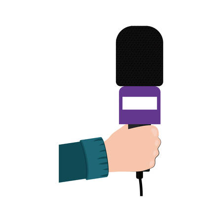 Microphone device icon. Broadcasting journalism news technology media and studio theme. Isolated design. Vector illustrationのイラスト素材