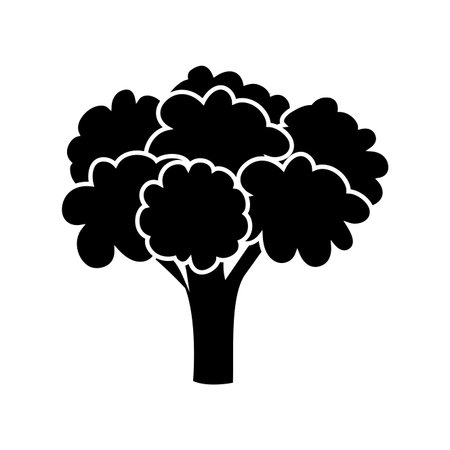 silhouette monochrome with broccoli vegetable vector illustrationのイラスト素材