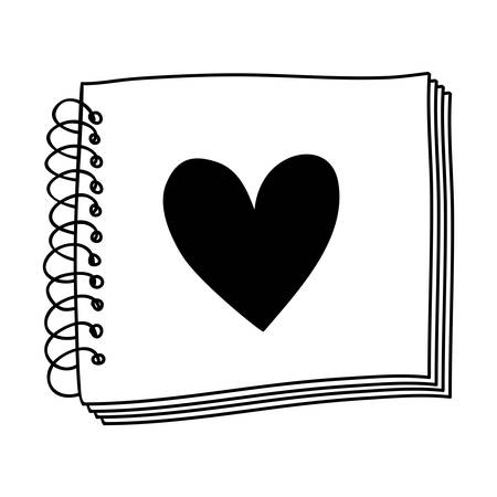 contour of the notebook of spiral with heart vector illustrationのイラスト素材