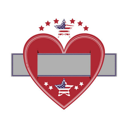 heart crossed with label paper and american flag star icon vector illustrationのイラスト素材
