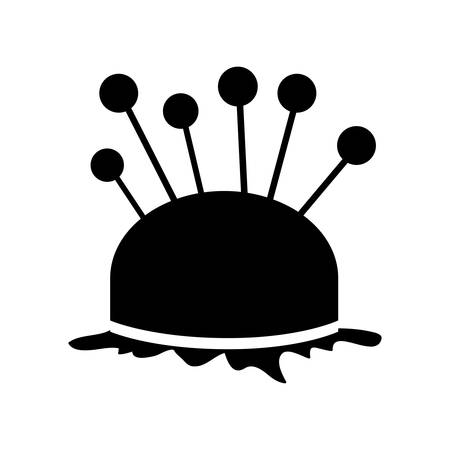monochrome silhouette pincushion with pins icon vector illustrationのイラスト素材