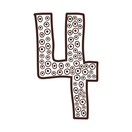 silhouette number four design with circular shapes inside vector illustrationのイラスト素材