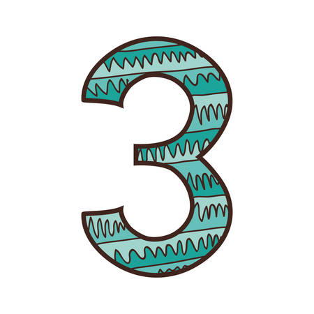 colorful number three design over striped and lines vector illustrationのイラスト素材