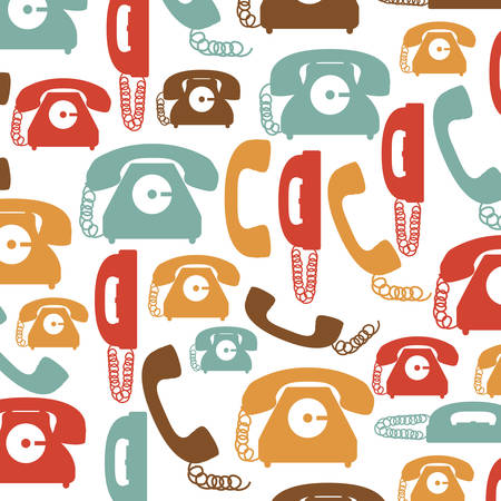 colorful pattern with phones with cord vector illustrationのイラスト素材