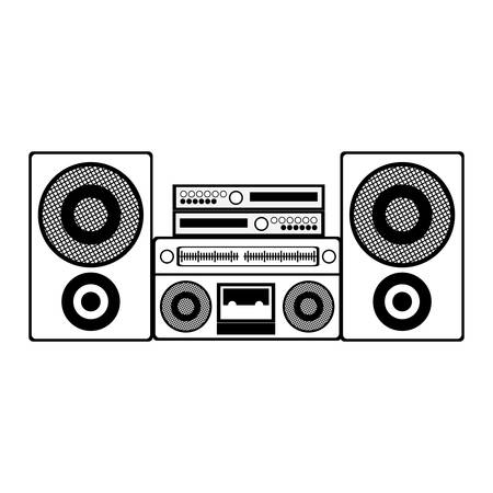 contour monochrome with sound system stereo vector illustrationのイラスト素材