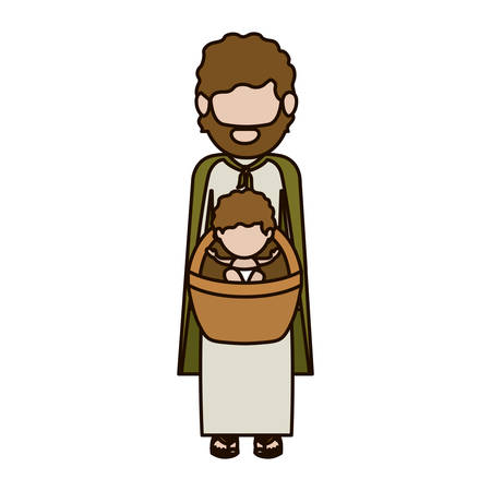 Holy joseph and baby jesus icon. Nativity merry christmas season and decoration theme. Isolated design. Vector illustrationのイラスト素材