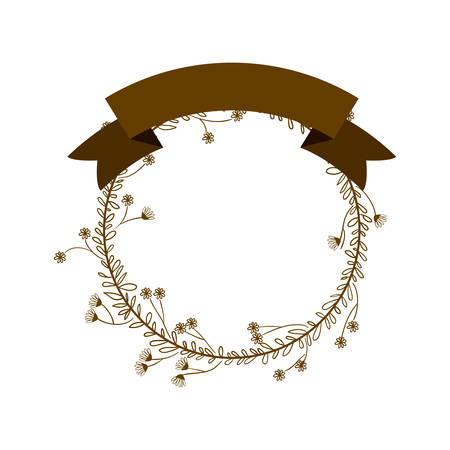 Ribbon and wreath icon. Art decoration shop product and card theme. Isolated design. Vector illustrationのイラスト素材