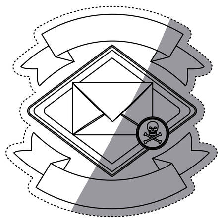 Envelope and skull icon. Security system warning protection and danger theme. Isolated design. Vector illustrationのイラスト素材