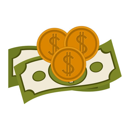 Bills and coins icon. Money financial item commerce market and buy theme. Isolated design. Vector illustrationのイラスト素材