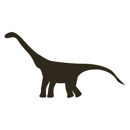 monochrome silhouette with dinosaur diplodocus vector illustrationのイラスト素材
