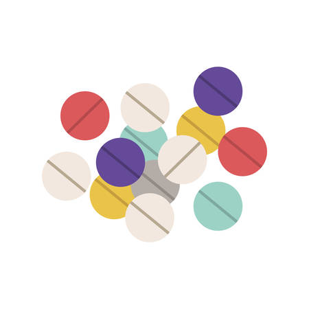 Colored pills and granules medical vector illustrationのイラスト素材