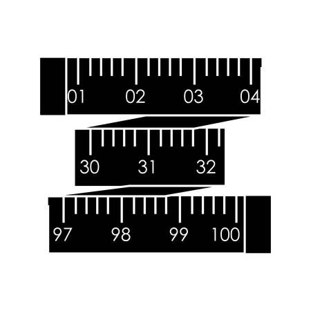 black silhouette tape measure in inches vector illustrationのイラスト素材