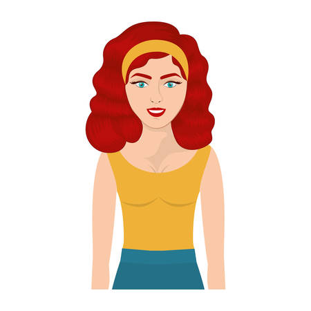Retro woman cartoon icon. Girl vintage beautiful classic and fashion theme. Isolated design. Vector illustrationのイラスト素材