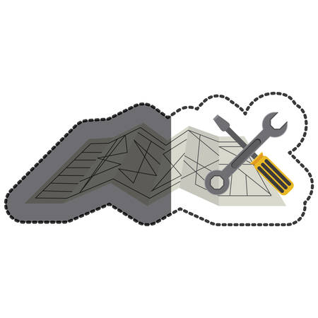 Wrench and screwdriver icon. Construction tool repair work and restoration theme. Isolated design. Vector illustrationのイラスト素材