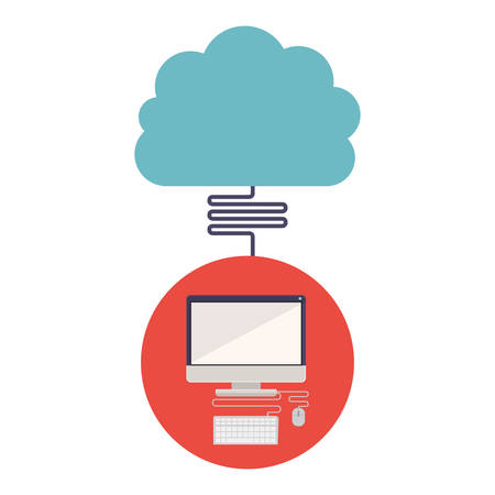 Computer and cloud computing icon. Storage media multimedia and technology theme. Isolated design. Vector illustrationのイラスト素材