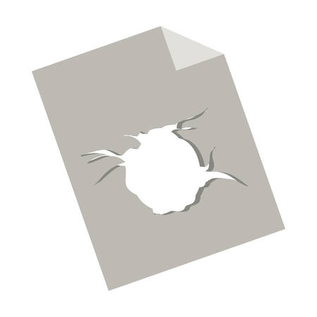 Piece of paper with hole icon. Document data archive office and information theme. Isolated design. Vector illustrationのイラスト素材