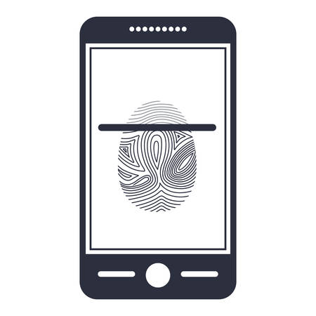 Fingerprint and smartphone icon. Identity security print and privacy theme. Isolated design. Vector illustrationのイラスト素材