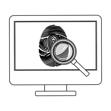 Fingerprint and computer icon. Identity security print and privacy theme. Isolated design. Vector illustrationのイラスト素材
