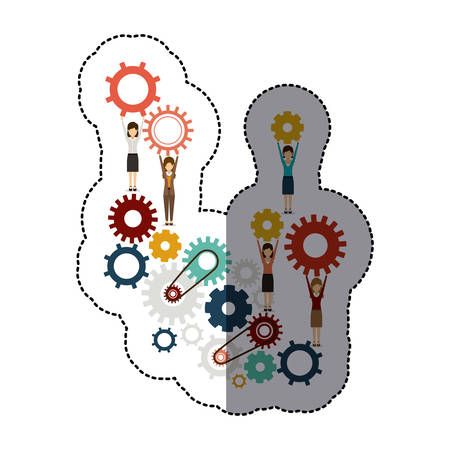 Gear and businesspeople icon. Teamwork people corporate and workforce theme. Isolated design. Vector illustrationのイラスト素材