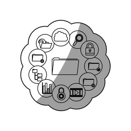 File cloud computing and media icon set. Multimedia storage and technology theme. Isolated design. Vector illustrationのイラスト素材