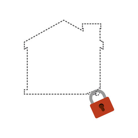 House and padlock icon. Insurance security protection and safety theme. Isolated design. Vector illustrationのイラスト素材