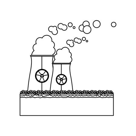 Biohazard chimney icon. Nuclear plant power energy and pollution theme. Isolated design. Vector illustrationのイラスト素材