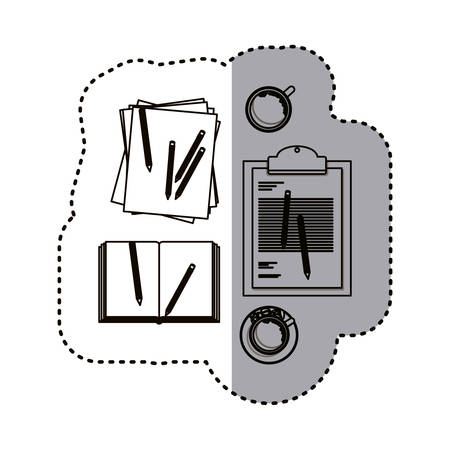 Document coffee mug and pencil icon. Paper data archive and office theme. Isolated design. Vector illustrationのイラスト素材
