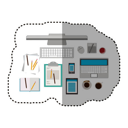 Computer laptop tablet smartphone and document icon. Device gadget technology and electronic theme. Isolated design. Vector illustrationのイラスト素材