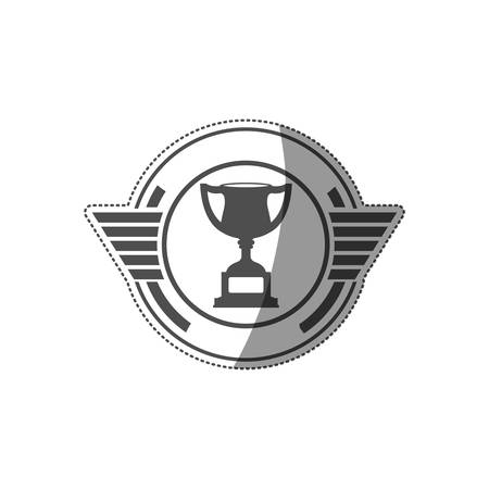 sticker with trophy cup monochrome vector illustrationのイラスト素材